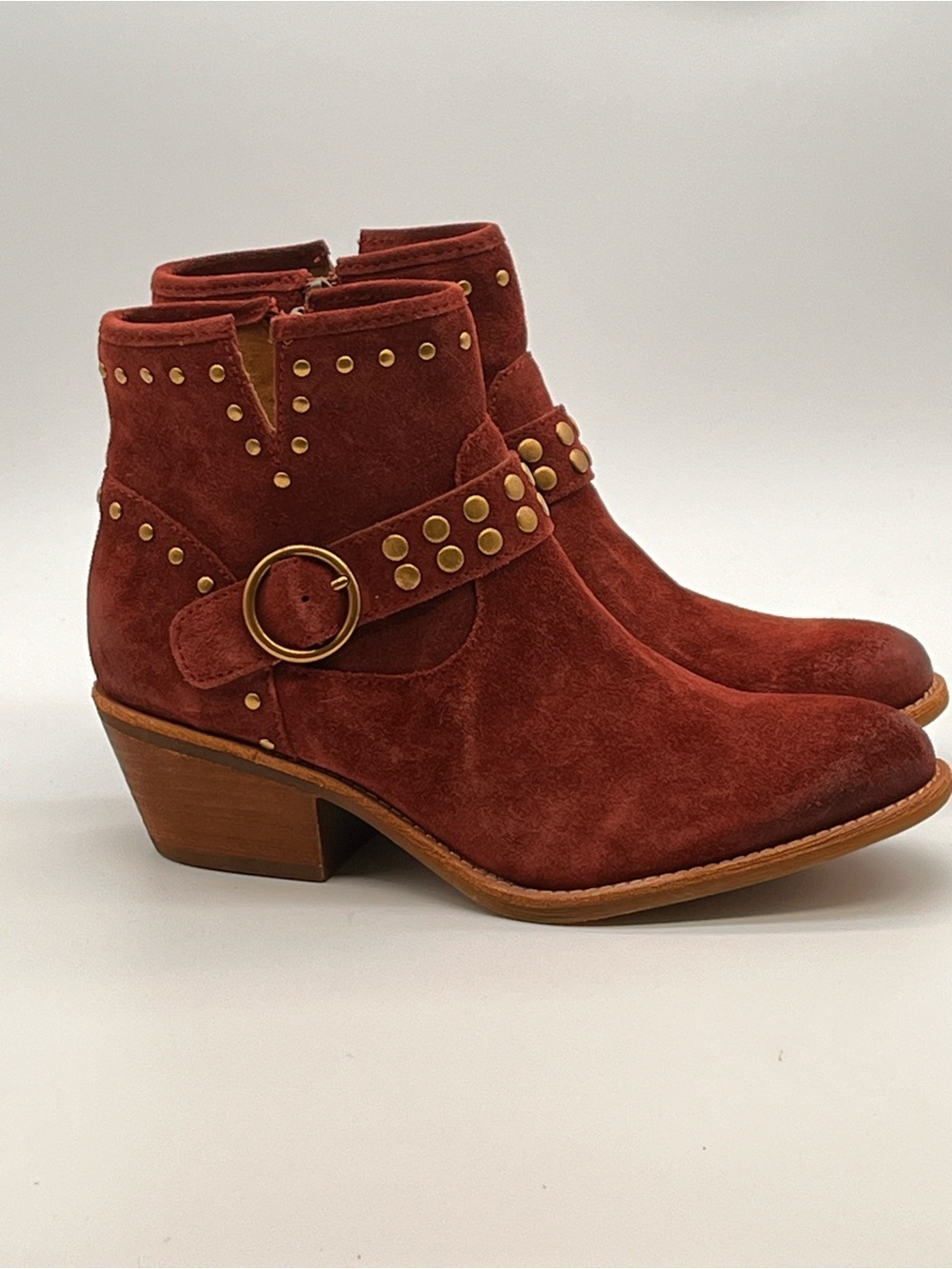 Sofft Allene li Rust Gold Studded Suede Studded Ankle Boots Women’s 8